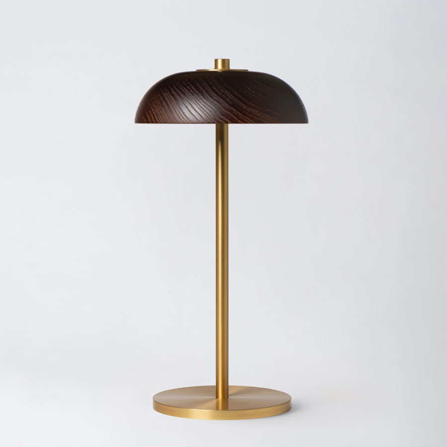 Bolacha Gold Dark Wood rechargeable cordless lamp